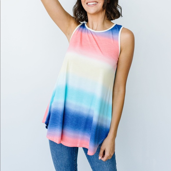 Pastel Gradient Stripes in Blue & Coral - Picture 4 of 13